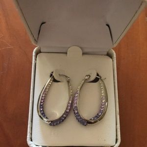 Purple and silver stone earrings